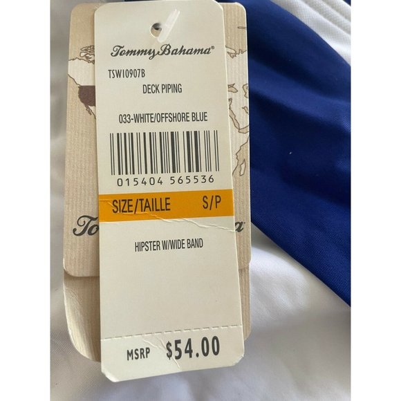 Tommy Bahama Womens Fold Over Bikini Swimsuit Bottom White Blue Sz Small - Picture 4 of 4